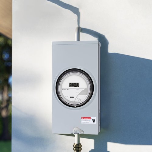 Briidea 200 Amp Meter Socket with 4 Jaw, 600V 1 Phase 3 Wire Ringless Type, with Horn Bypass, Suitable for Overhead/Underground Feed