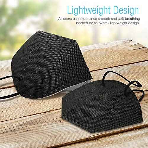 SUNCOO Protective KN95 Face Mask - 20 Pack, 5 Layers Cup Dust Filter Cover Against PM2.5 Dust, Smoke and Haze-Proof, Designed for Men, Women, Essential Workers - Black
