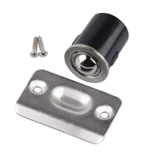 HOMOTEK 2 Pack Drive in Ball Catch with Strike Plate for Closet Doors, Satin Nickel, 13/16" x 1-1/8",Die-cast, Adjustable Tension Ball