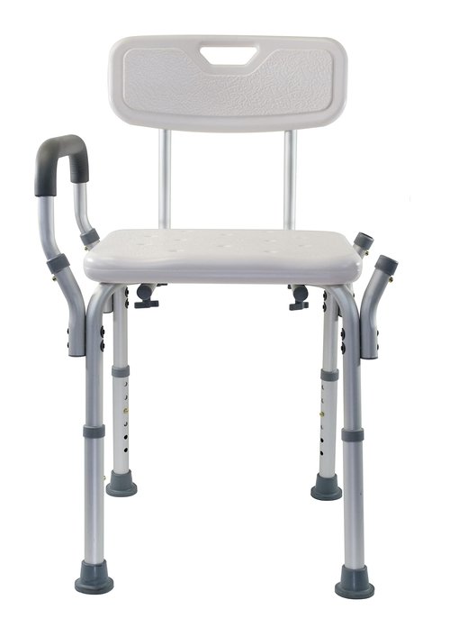 Essential Medical Supply Height Adjustable Shower and Bath Bench with Back, Padded Arms and Textured Seat - Perfect Shower Chair for Inside Shower or Tub for Seniors and Adults - Supports 300lbs.