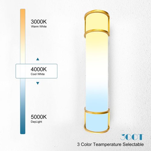 Lightdot 25 Inch Gold Vanity Light - 20W LED Mirror Bar w/ 3CCT Toggle Switch (3000K/4000K/5000K), 100-277V, Wall Mount Bathroom Light