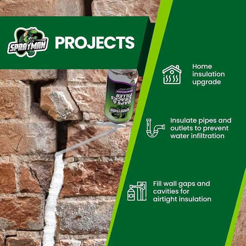 Sprayman 2 Pack Gaps and Cracks Foam Sealant - Waterproof Polyurethane Expanding Insulation for Doors & Windows, Paintable, 12oz