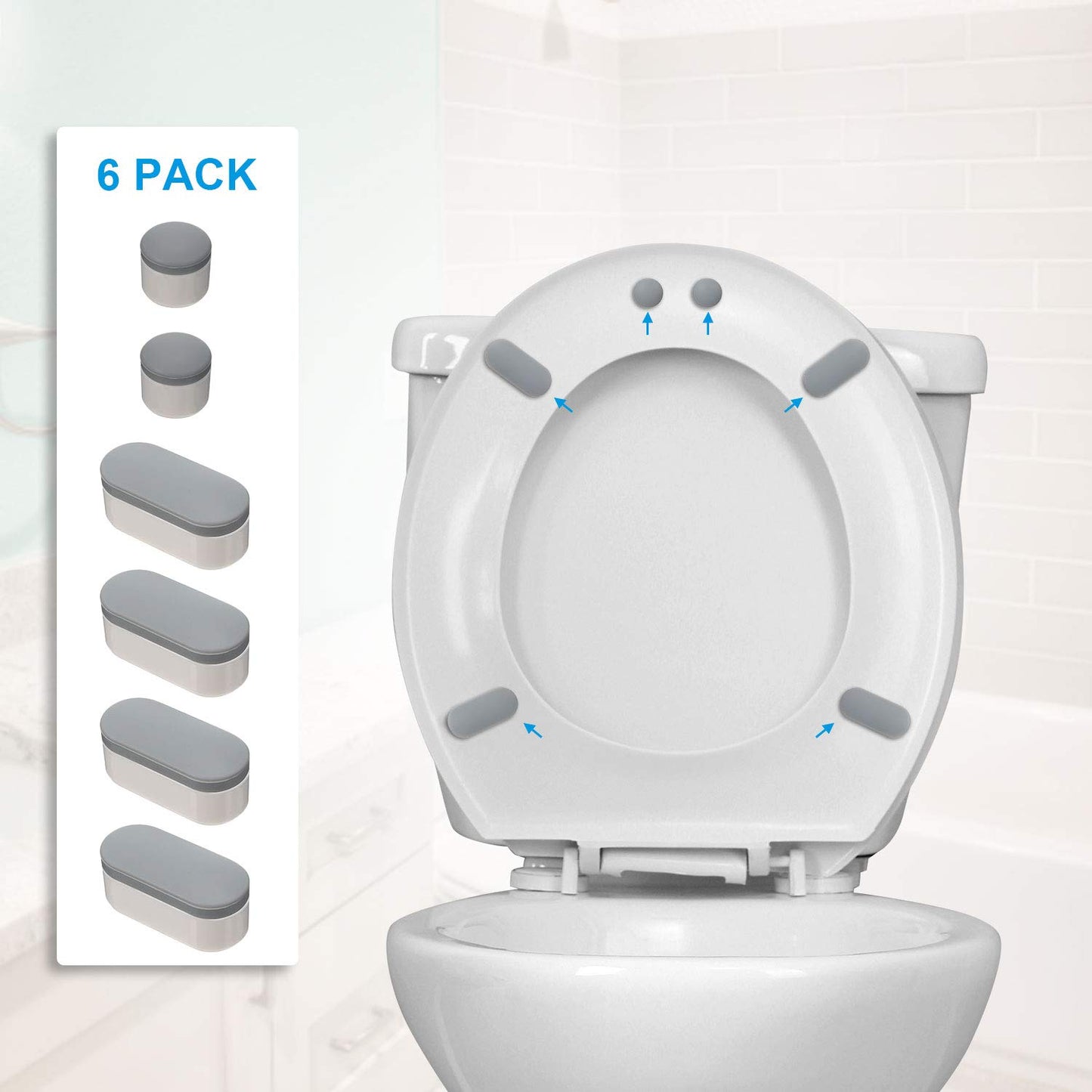 Boao 12 Pcs Universal Toilet Seat Bumpers Kit Toilet Spacers for Bidet with Strong Adhesive Rubber Bumpers Pads Replacement for Families, Hotels, Hospitals, School