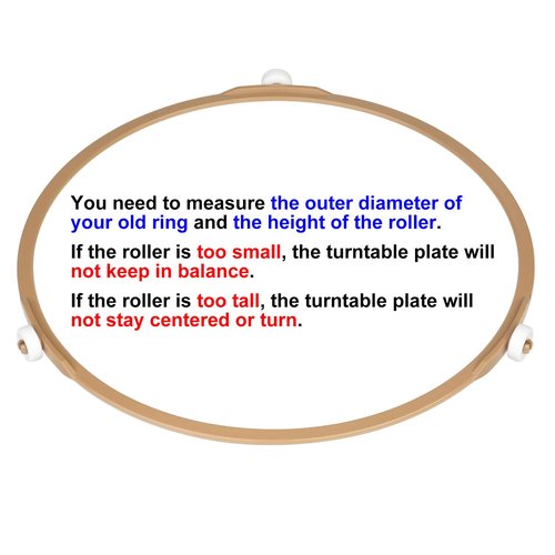 8.8" Microwave Turntable Ring with 15 mm Rollers, Microwave Oven Tray Support, Glass Plate Rotating Roller Ring, Ring Outer Diameter 8.8 inch (22.2 cm), Roller Height 15 mm