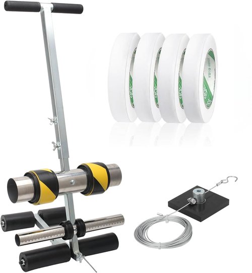 KKV Tape Marking Machine Hand-Push Tape Sticking Machine Lane Marking Applicator with Rubber Roller Manual Floor Tape Applicator,Basketball Court Marking Tool Kit for Driveway