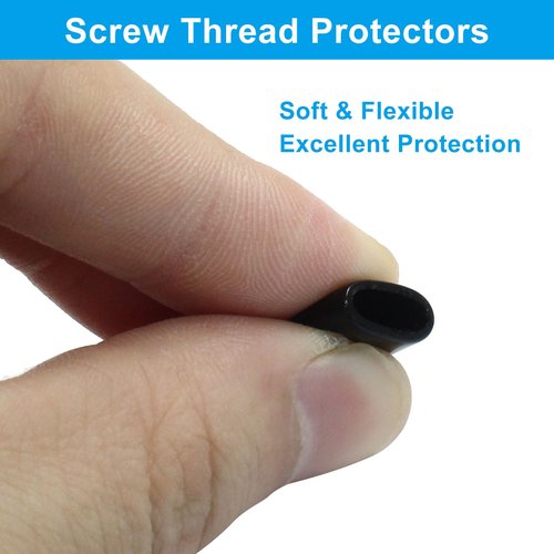 Kyuionty 60PCS Vinyl Flexible Rubber End Caps, 6mm ID ID Bolt Screw Thread Protectors (Black)