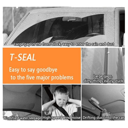LUZAOQ 16.4Ft/5M Car Weather Stripping for Ford Escape 2013-2019, T-Shape Cuttable Car Windshield Trim Sunroof Seal with Self Adhesive Rubber Edge Trim