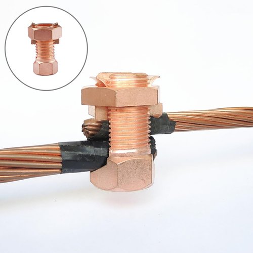 Bntyok 2PCS Split Bolt Wire Connector High Strength Copper Wire Grounding Clamps for Completing Ground Bonding to Bare Wires TJ-16