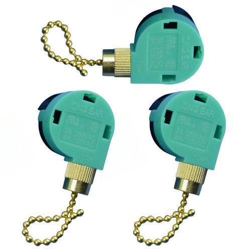 Aginkgo Zing Ear ZE-268S6 ZE-208S6 Switch 3 Speed Pull Chain Control Brass Replacement for Ceiling Fan Light, Wall Lamps, Cabinet Light, 3pcs