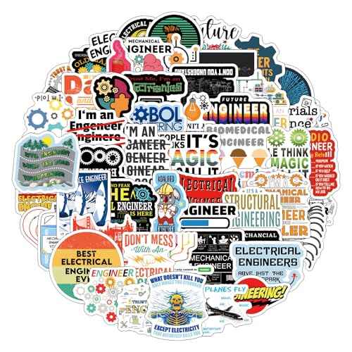 124pcs Engineering Hard Hat Stickers for Tool Box, Helmet - Funny, Prank Meme Vinyl and Waterproof Decals for Mechanics, Electricians, Union, Oilfield, Military, Construction, Weld