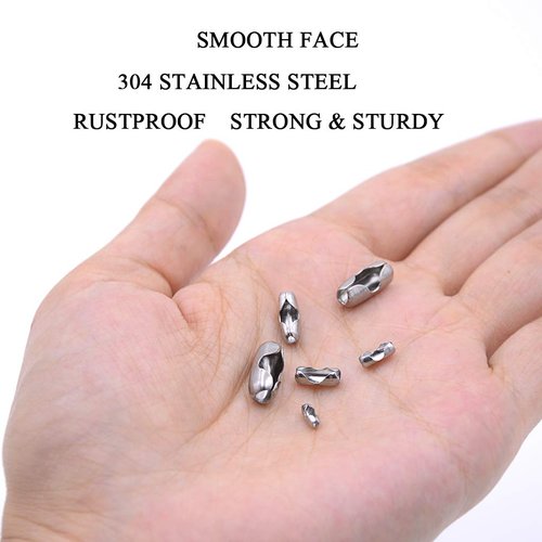 KINGOU 155pcs Stainless Steel Ball Chain Connector Clasps Fits for 1.6/2.0/2.4/3.2/4.0/4.8mm Beaded Ball Chain