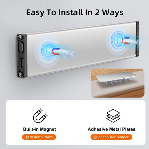 Under Cabinet Lighting, Equipped with Motion Sensor, Rechargeable Battery Operated，3-Level Adjustable Brightness, 3 Pack Magnetic Under Counter Lights for Kitchen, Closet, Pantry, 7.8"