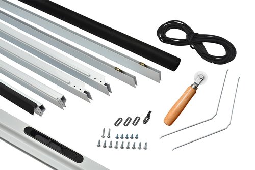 K.D. Heavy Duty Aluminum Sliding Patio Screen Door Kit - 2.5" Frame Insect Proof for Patio Backyard Kitchen and Bedroom (White, 36''x80'')