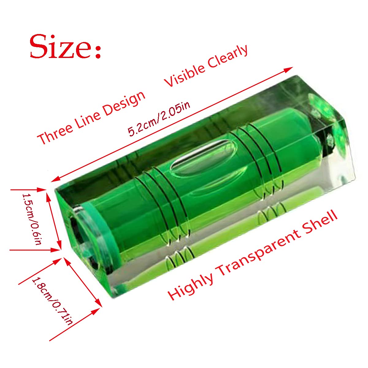 Small Bubble Level Tool Mini rectangle Three Line Horizontal Pearl 522015