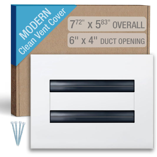 FA-STAR Modern AC Vent Cover 6" x 4" (Duct Opening Cutout) - Decorative White Air Vent - Standard Linear Slot Diffuser - Register Grille for Ceiling, Walls & Floors - All Aluminium