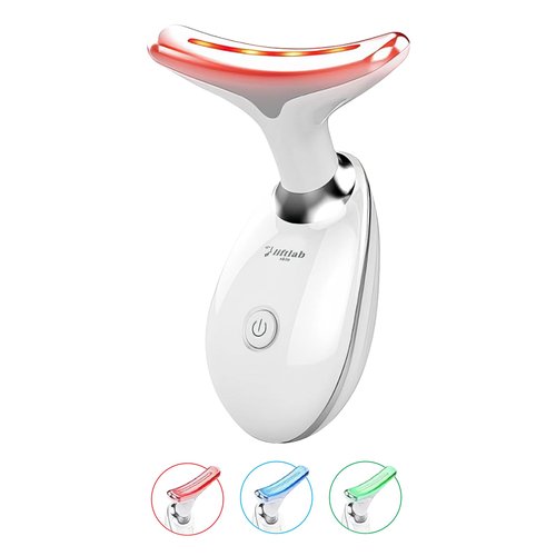 LiftLab Skin Sculptor - 3-in-1 LED Light Facial and Neck Massager - Rejuvenation, Relaxation & Firmness - Red, Blue & Green Light Modes - Portable, Ergonomic Design for Home Skincare