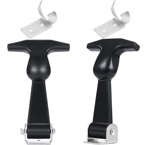 Mudder 2 Pcs Elastic Stainless Steel Rubber Hood Catch Flexible T-Handle Hasp Rubber Flexible Draw Latches with Brackets for Tool Cabinet, Vehicle Engine, Hood