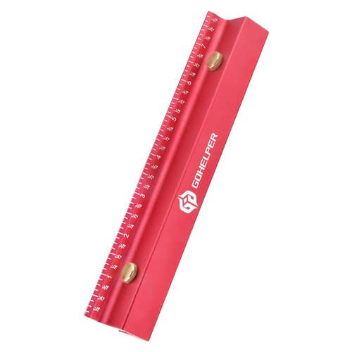 8 Inch Removable Carpenter Framing Square Fence with Edge Marking Ruler, Anodized Solid Aluminum Alloy Body & Brass Knobsn for Woodworking Measuring Ruler Stops Fences