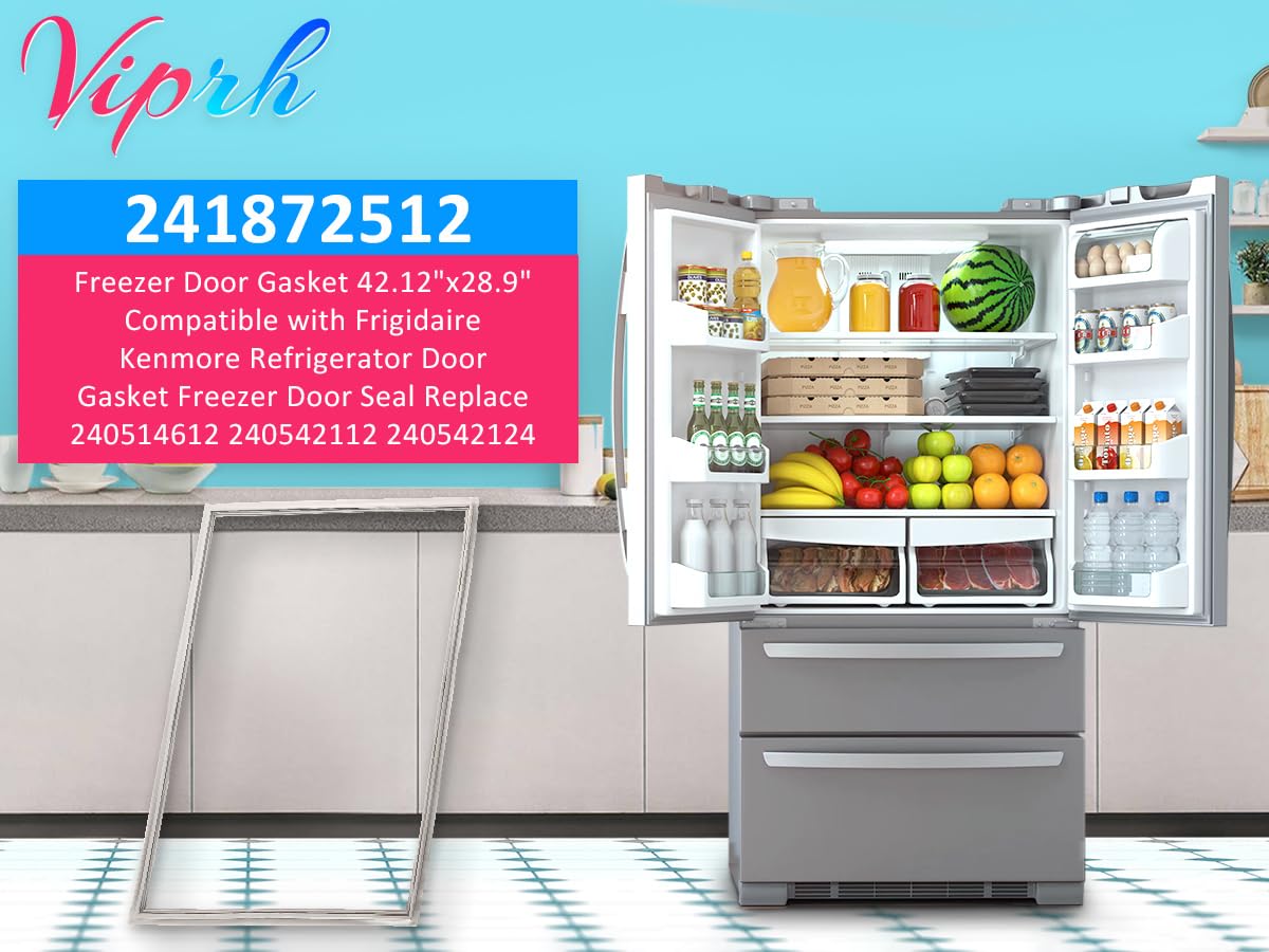 Viprh Heat-Restorable 241872512 Freezer Door Gasket 42.12"x28.9" Compatible with Frigidaire for Electrolux Refrigerator Door Gasket Freezer Door Seal Replace 240514612 240542112 240542124