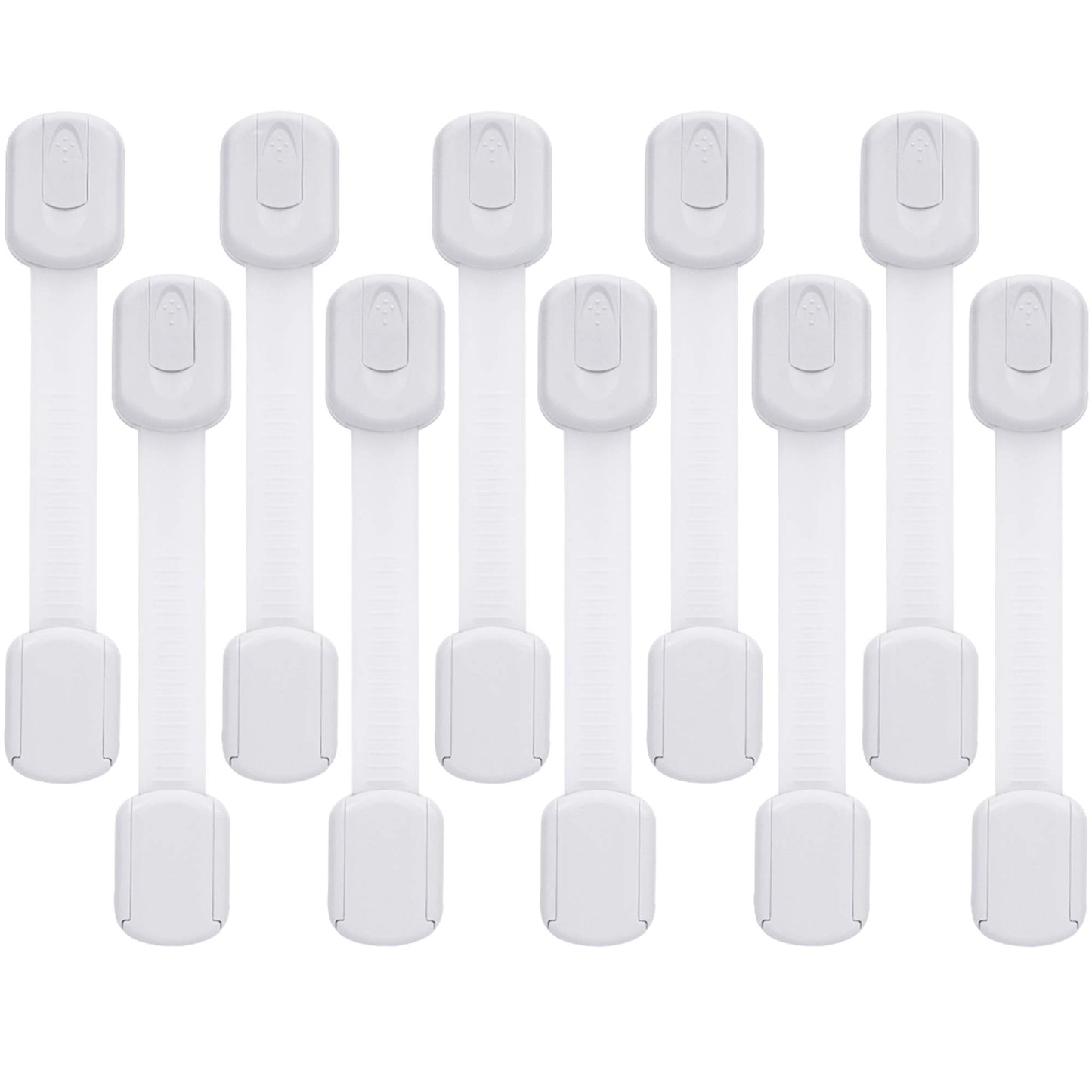 Goodv Child Safety Cabinet Locks - (10 Pack) Baby Proofing Latches to Drawer Door Fridge Oven Toilet Seat Kitchen Cupboard Appliance Trash Can with 3M Adhesive - Adjustable Strap No Drill No Tool