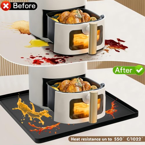 Frezonika 23.6X15.7" Large Silicone Air Fryer Mat Compatible With Large Capacity Ninja Airfryer, Black Decker Toaster Oven, Heat Resistant Countertops Bottom Protector Mat Air Fryer Oven Accessories