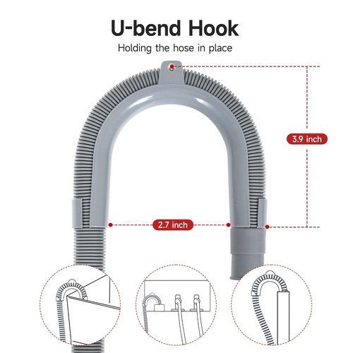 Yeturaaw 10Ft Washing Machine Drain Hose, Dishwasher Drain Hose Extension – No Tools Install, Universal Fit for Washing Machine, Dishwasher, Leak-Proof with 4 Adjustable Clamps & U-Bracket