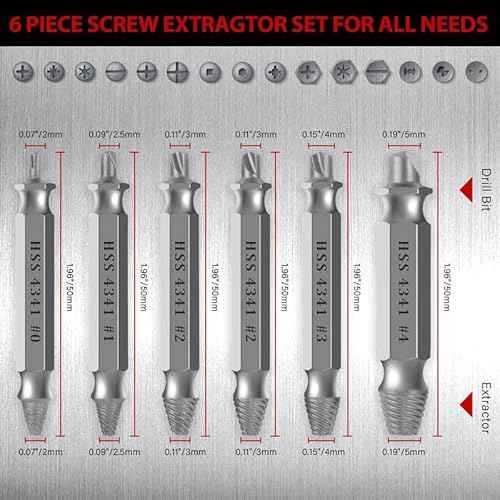 MAZING Damaged Screw Extractor Set, 6PCS Stripped Screw Grab Kit, Easy Removal of Rusty & Broken Screw, Hardware Gifts for Men Easy Out Remover and Extractor, Broken Stripped A Screw Extractor