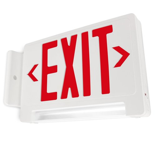LFI Lights® Combo Light Bar UL 924 Listed, Exit Sign with Emergency Lights, Red LED, White, 120/277VAC Hardwired with Battery Backup, Optional Double Face and Knock Out Arrows COMBOLPRWBB