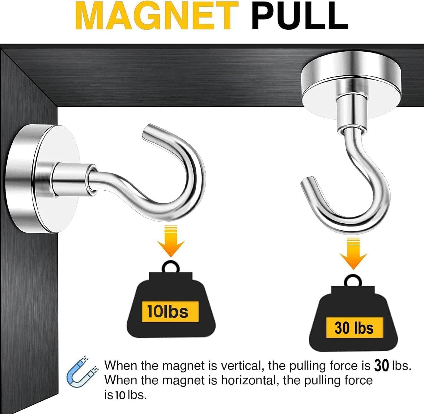 DIYMAG Magnetic Hooks, Strong Magents10 Pack 30lbs for Cuise Cabins Ship