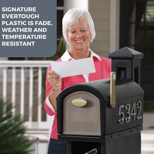 Step2 Mailmaster Hudson Mailbox & Post, Weather Resistant, Large Outdoor Mailboxes, Made of Durable Plastic, Easy to Install, Flag Included, Black