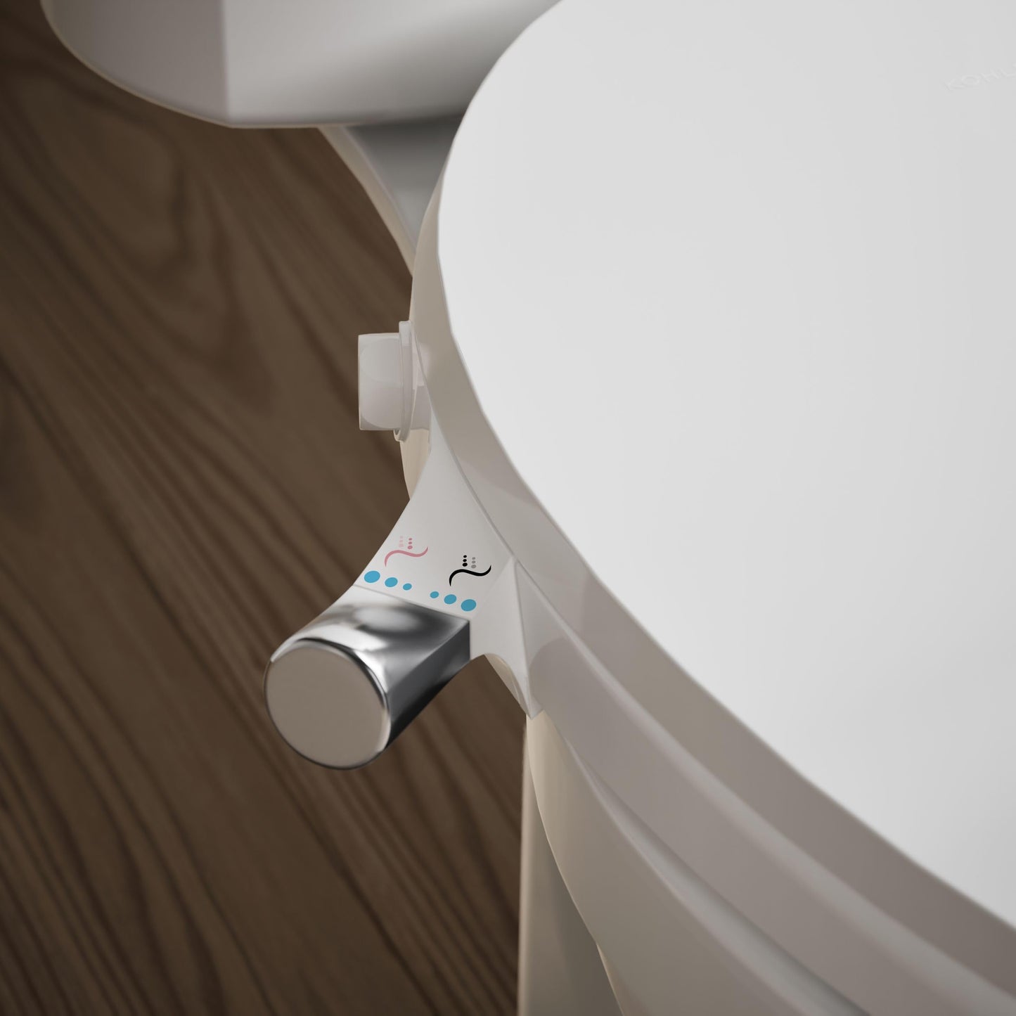 Kohler PureWash M300 Manual Elongated Bidet Toilet Seat, Chrome Handle, Quiet-Close Lid Prevents Slamming, Toilet Bidet, Easy Installation with Quick-Release Hinges, Self-Cleaning Wand