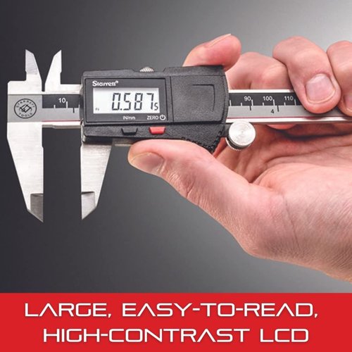 Starrett Electronic Caliper with SLC, Hardened Stainless Steel Body and Integrated Depth Rod - Turns Off Automatically, 0-6" Range, .0005" Resolution - EC799A-6/150 W/SLC