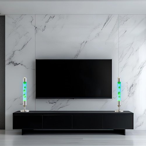 Kyzfy 24.4-Inch Relaxing Liquid Motion Lamps,Magma Lamps, Home Decor Living Room Office Bedroom Lamp ((Green Wax, Blue Water/Silver))