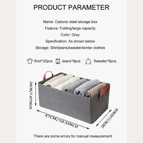 Cation Multi-Functional Folding Wardrobe Storage Box, Pickelect Foldable Closet Organizer with Handles, Space-Saving Drawer Storage for Clothes, Compact Design (18.5x11x7.8Inches) (3, Grey)