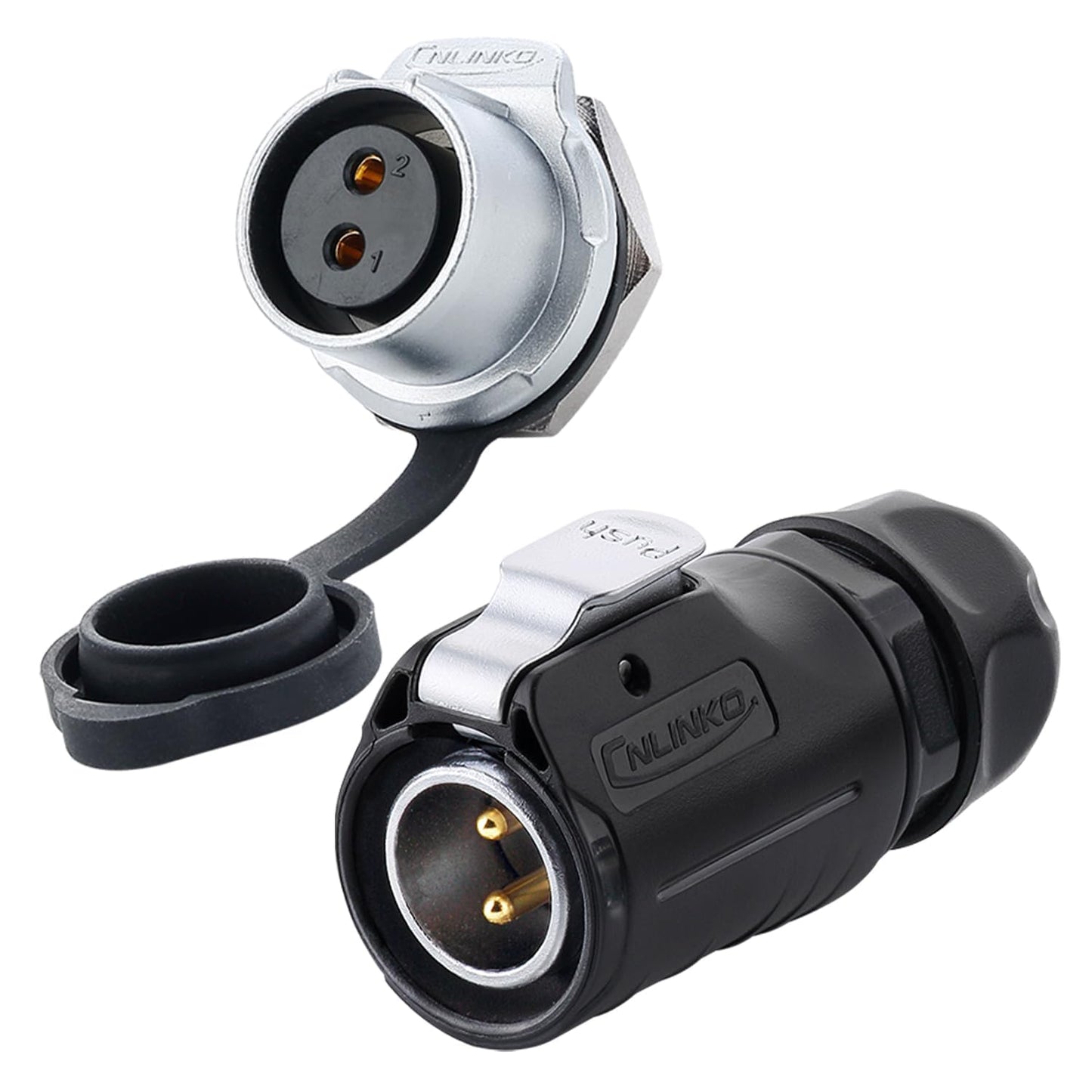 CNLINKO LP20 2 Pin Waterproof Connectors,IP68 Circular Connectors Fast Locking Plug,2-12 Pin Power Connector M20 Male Female Plug,LED Outdoor Lighting Connectors(2 Pin)