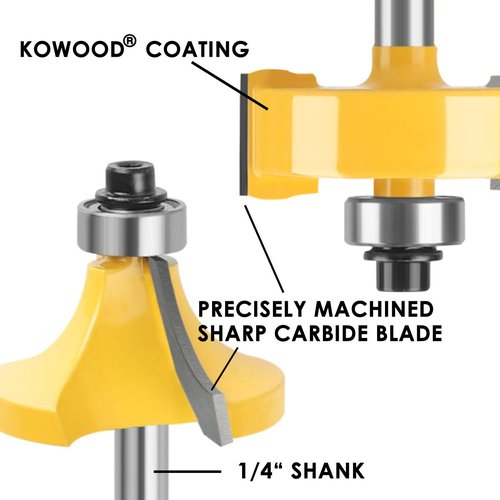 KOWOOD Router Bits Sets of 35B Pieces 1/4 Shank Router Bit Set T Shape Wood Milling Cutter