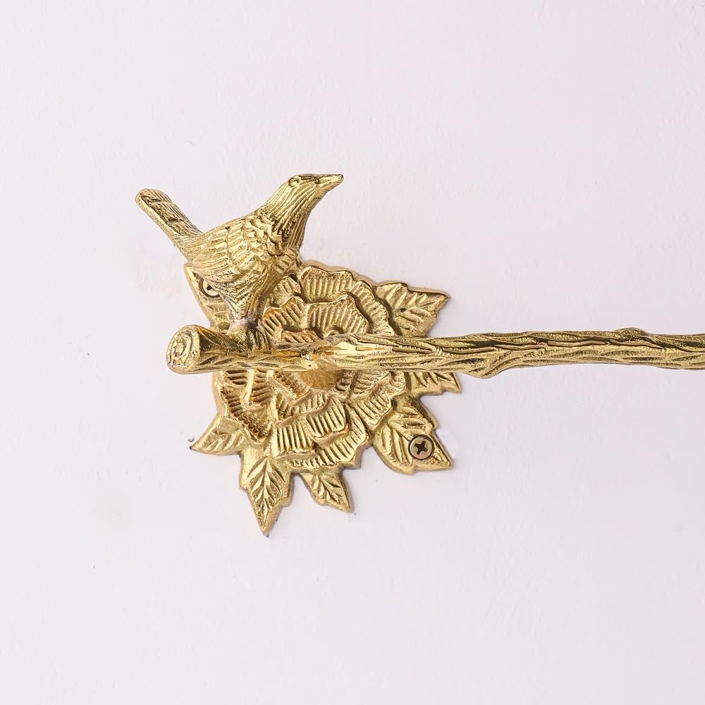 KSAK Handicrafts 1 Piece Premium Brass Bird Design Tissue Toilet Paper Holder Gold Bathroom Accessories