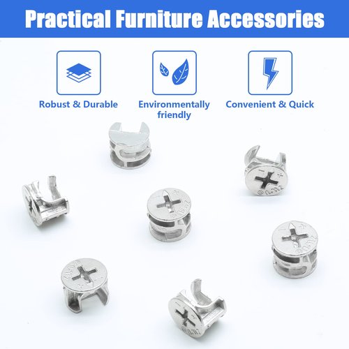 Litoexpe 10 Pcs Furniture Connecter Cam Lock Fittings 15x12mm Furniture Connecting Fastener Lock Nut for Cabinet Drawer Wardrobe Dresser