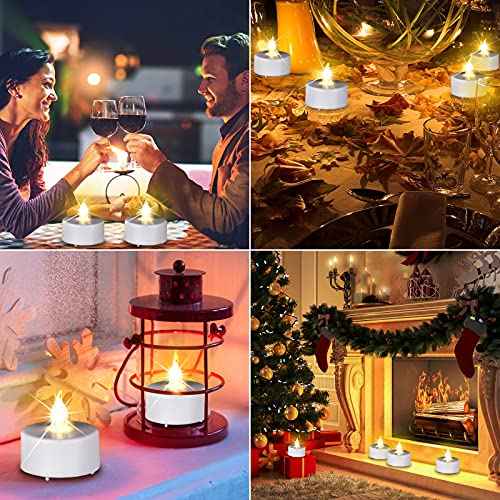 Tea Lights Flameless Battery Operated Candles-LED Flickering Votive Candle Long Lasting 200 Hours,24 Pack Realistic and Bright for Seasonal Festive Celebrations Decoration Warm White