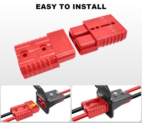 GZSH Anderson Plug 2PCS 50A Quick Connect Wire Connectors with Mount and Cap 12-6 AWG Battery Quick Disconnect 12V-36V Battery Quick Connect Waterproof SB50 for Car RV Trunk Boat Winch