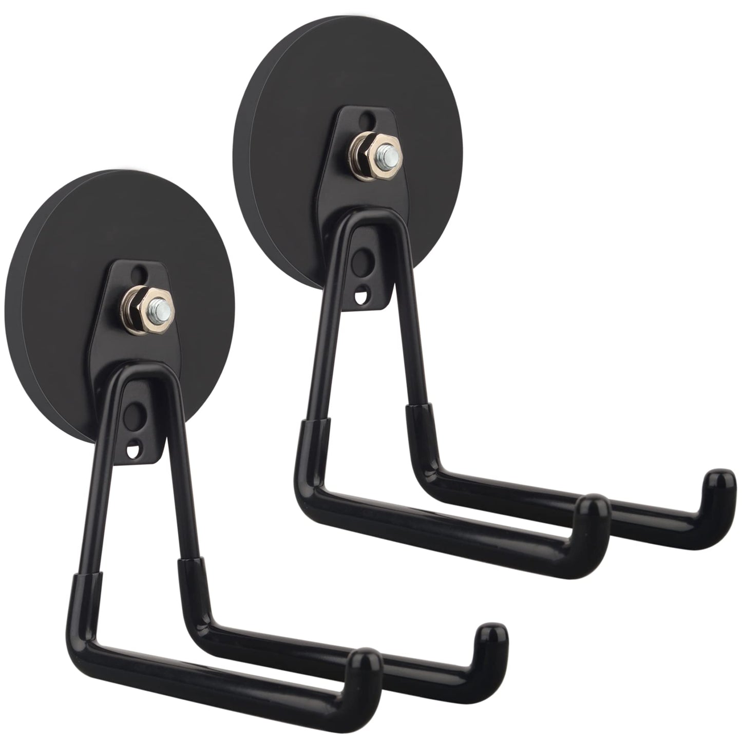 ULIBERMAGNET Strong Magnetic Ultimate Hooks,Large Magnet with Hooks for Heavy Duty Tools,Jig Saw,Hose, 2 Pack Heavy Duty Magnetic Hooks for Hammer Drill,Circular Saw,Garden Tool(3.46inch/Black)