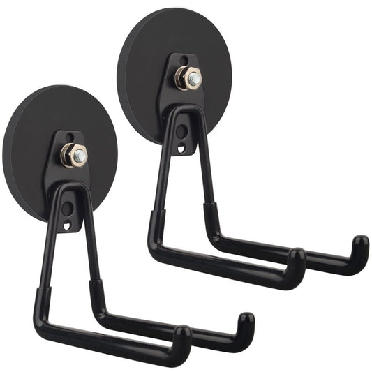 ULIBERMAGNET Strong Magnetic Ultimate Hooks,Large Magnet with Hooks for Heavy Duty Tools,Jig Saw,Hose, 2 Pack Heavy Duty Magnetic Hooks for Hammer Drill,Circular Saw,Garden Tool(3.46inch/Black)