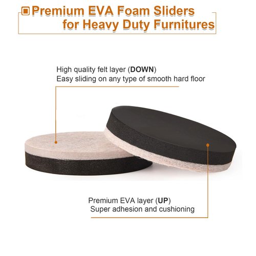 Felt Furniture Sliders for Hardwood Floors, 16 PCS 3" Reusable Furniture Movers Sliders for Hard Surfaces, Move Your Furniture Easily and Safely!