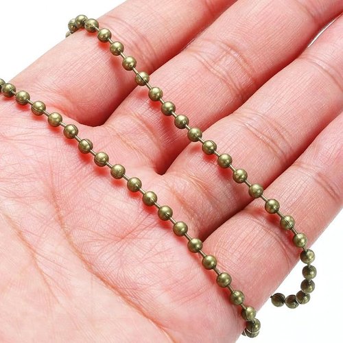 Bronze Ceiling Fan Pull Chain Accessory, 120" Extra Long Rust Proof 3MM Beaded Ball Light Pulls Extension Chains with 20 Connectors