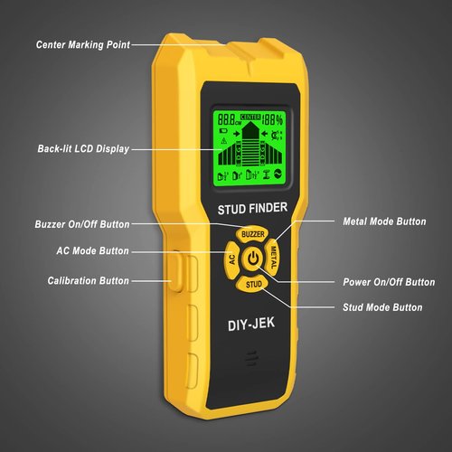 Stud Finder Wall Scanner 5-in-1 - Detector for Wood, Metal, Joists, Pipes (TH910)