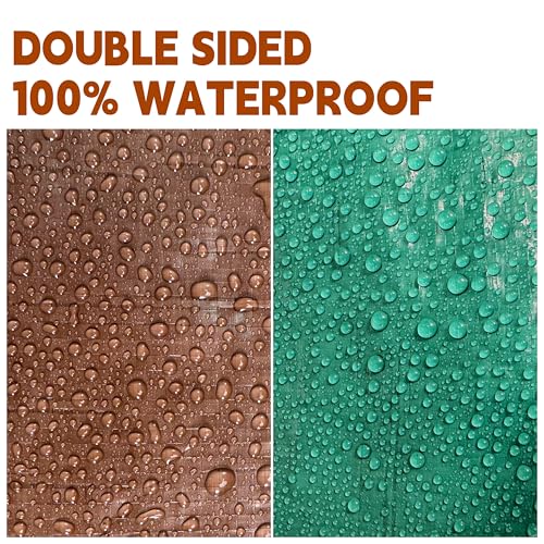 MVPNET 5x7Ft Waterproof Tarp 7mil Reinforced Edges Grommets - Green/Brown