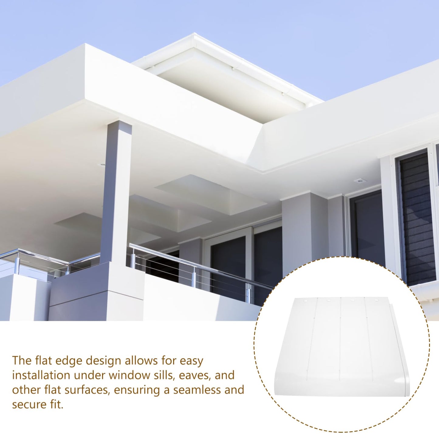 AKOOSY Outdoor Porch Rain Awning Transparent Canopy for Windows Doors Flat Design UV Impact Resistant Versatile Protection for Patios Balconies