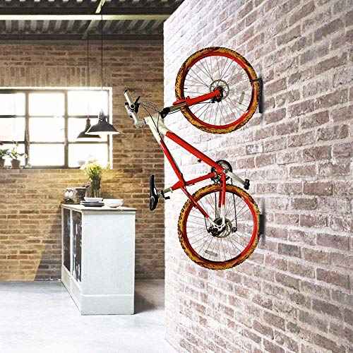 Dirza Bike Wall Mount Rack with Tire Tray - Vertical Bike Storage Rack for Indoor,Garage,Shed - Easy to install - Great for Hanging Road,Mountain or Hybrid Bikes - Screws Included - 2 Pack