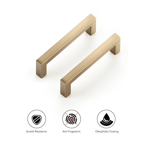 Ravinte Cabinet Handles Solid Slim Champagne Bronze 10 Pack 3 Inch Hole Center Square Bar Drawer Handles Kitchen Cabinet Pulls Drawer Kitchen Cabinet Hardware