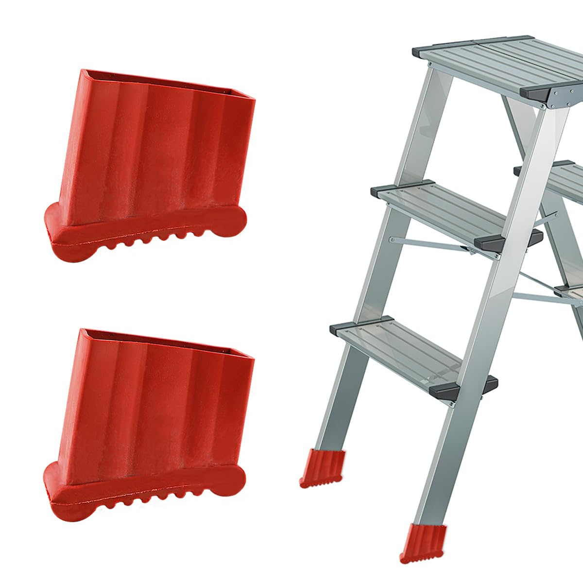 2 Pcs Ladder Non Slip Feet Covers, Thickened Furniture Rubber Foot Cushion Non-Slip Telescopic Ladder Rubber Protective Cushion Ladder Foot Cushion Cover Accessories